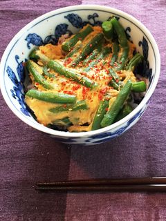 インゲンの卵とじ丼-レシピのメイン写真