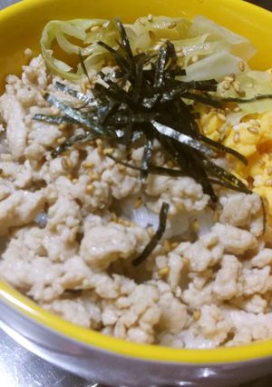 白だしでキャベツ入りそぼろ丼☆-レシピのメイン写真