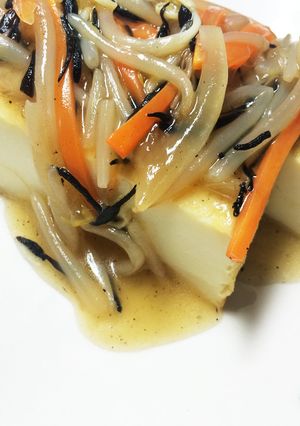 焼いた厚揚げdeひじきと野菜のあんかけ☆-レシピのメイン写真