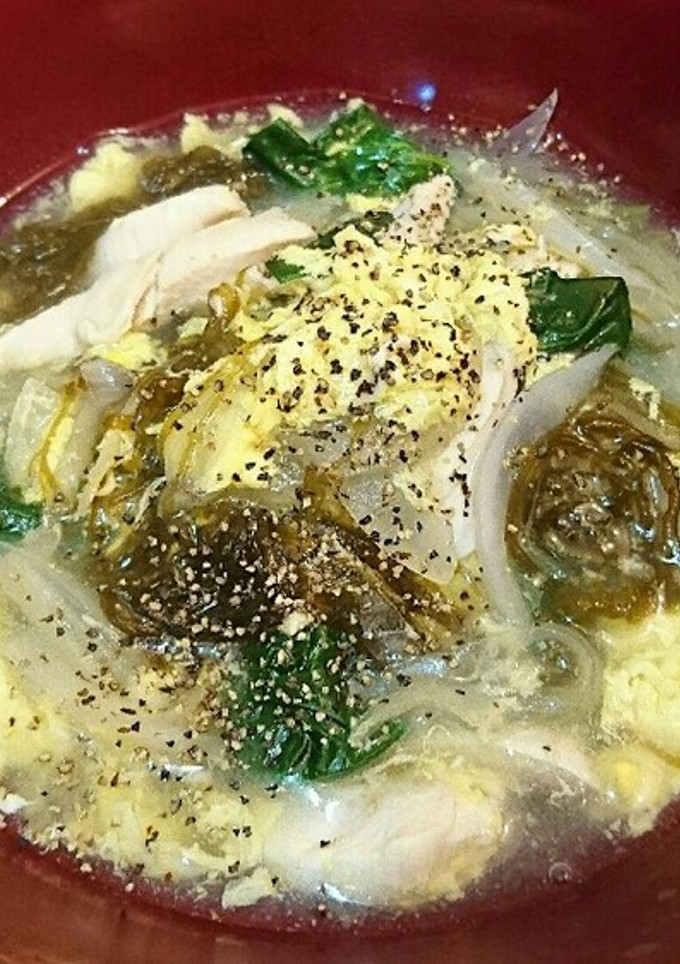 もずくとささみの☆ヘルシー酸辣湯風スープ-レシピのメイン写真