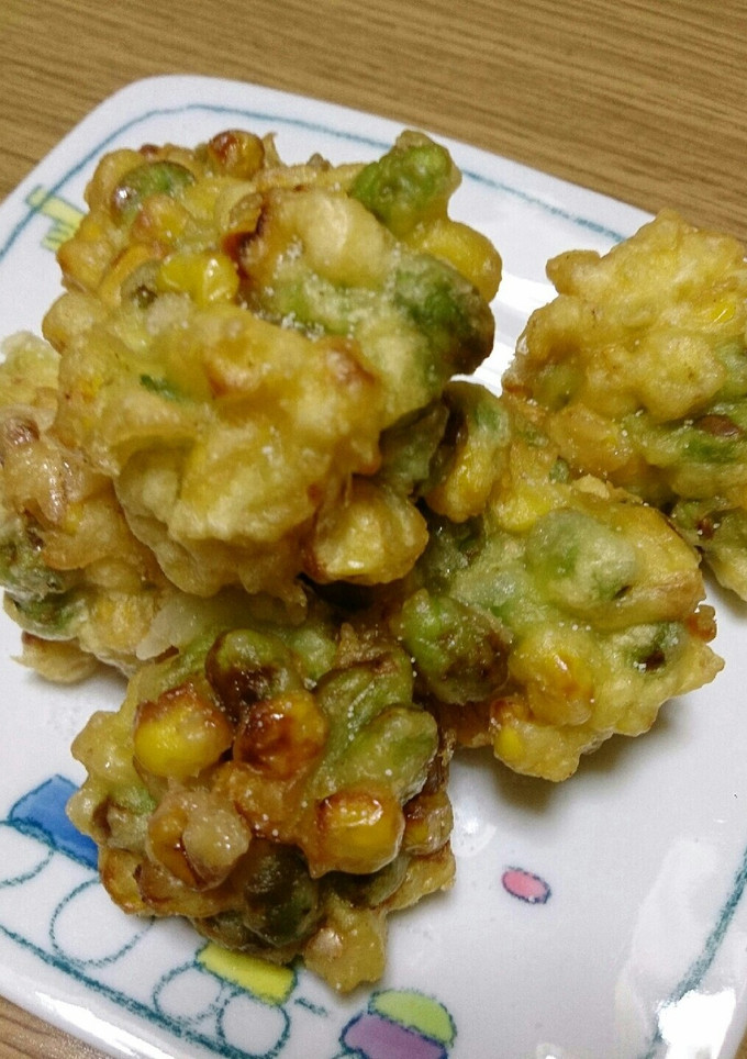 コーンと枝豆のかき揚げ ♡(❊´︶`❊)-レシピのメイン写真