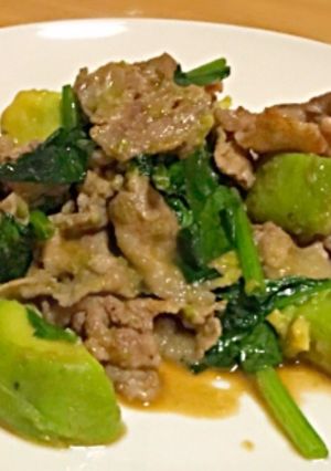 アボカド、ほうれん草と豚肉バター醤油炒め-レシピのメイン写真