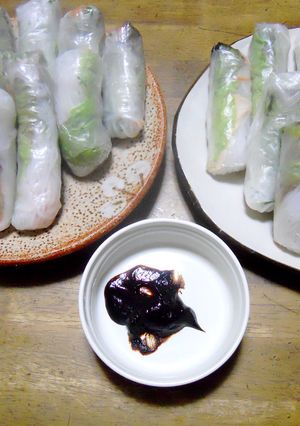 鶏肉とサーモン入り野菜の生春巻き-レシピのメイン写真