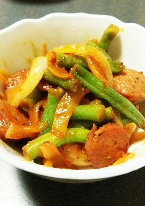 お弁当に♪簡単⤴ナポリタンな✨いんげん-レシピのメイン写真