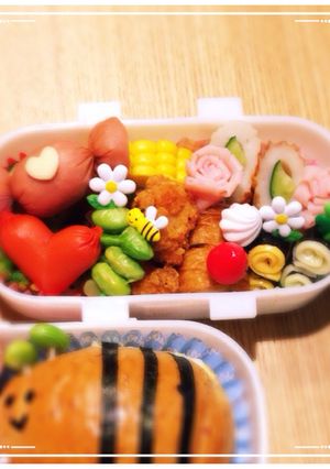 キャラ弁簡単かわいいおかずリボンお花畑-レシピのメイン写真
