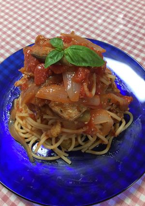 ナスとトマト缶の冷製パスタ-レシピのメイン写真