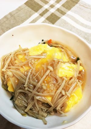 半熟ニラ玉子のトロトロえのき餡かけ-レシピのメイン写真