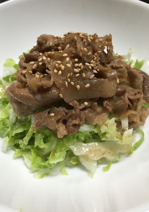 簡単♪豚肉炒めのせちゃった生白菜サラダ♪-レシピのメイン写真