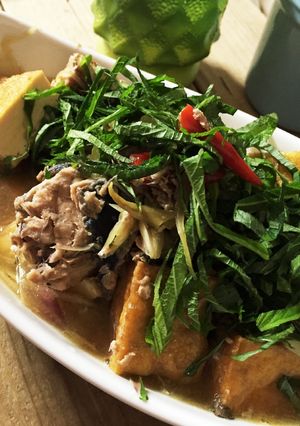 簡単！薬味たっぷり鯖缶と厚揚げの煮物-レシピのメイン写真