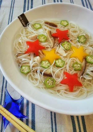 七夕のすましそうめん【柏市学校給食】-レシピのメイン写真