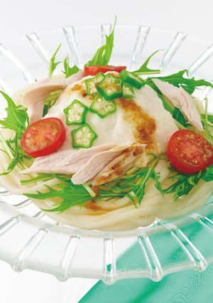 オクラと鶏ささみのサラダうどん-レシピのメイン写真