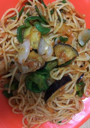 夏野菜で簡単ナスとピーマンのトマトパスタ-レシピのメイン写真
