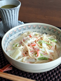 ワンパンで白菜とカニかまのクリームうどん-レシピのメイン写真