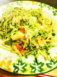 お酒に合う★豆苗と桜えびの卵とじ-レシピのメイン写真