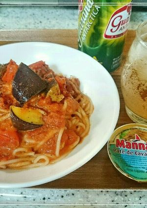 なすとサバパテのトマトソースパスタ-レシピのメイン写真