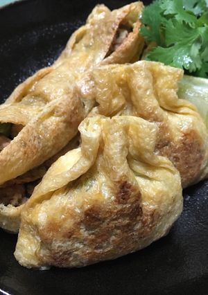 うまピリ辛☆豚とパクチーのお揚げ焼き♪-レシピのメイン写真