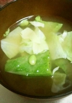 【快腸】キャベツと豆のズボラ味噌汁-レシピのメイン写真