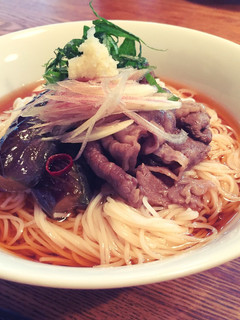 そうめんの茄子・牛肉の煮浸しのせ☆-レシピのメイン写真