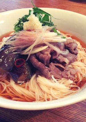 そうめんの茄子・牛肉の煮浸しのせ☆-レシピのメイン写真