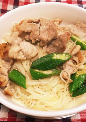 豚肉とオクラのそうめんチャンプルー-レシピのメイン写真