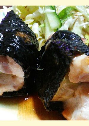 ナスと鶏の海苔巻き焼き-レシピのメイン写真