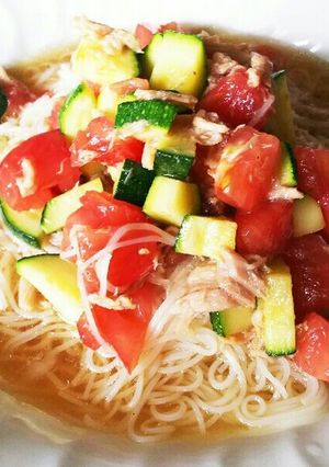 ズッキーニとトマトのアレンジそうめん-レシピのメイン写真