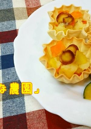 ポテトサラダが春巻きの皮カップ入り-レシピのメイン写真