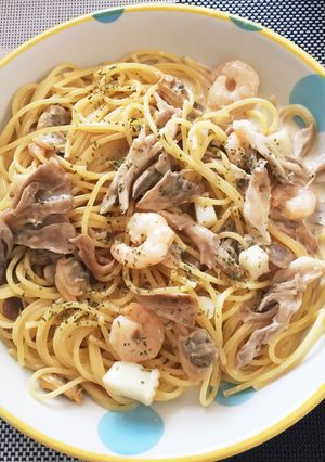 シーフードと舞茸のクリームパスタ-レシピのメイン写真