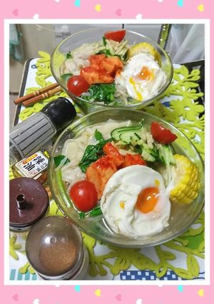 暑い日に✨夏⚓野菜の肉ワンタン♥冷麺✨-レシピのメイン写真