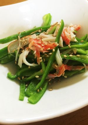 簡単 副菜 ピーマンとカニカマ酢の物-レシピのメイン写真