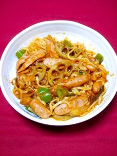 簡単!和風うどんナポリタン-レシピのメイン写真