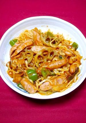 簡単!和風うどんナポリタン-レシピのメイン写真