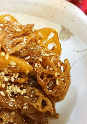 節約★香ばし~【レンコンと鶏皮の金平風】-レシピのメイン写真