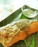 焼き魚に、生姜レモンのチアシードジュレ