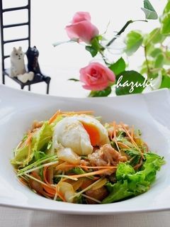 ポーチドエッグ乗せ☆甘辛サラダ豚丼-レシピのメイン写真