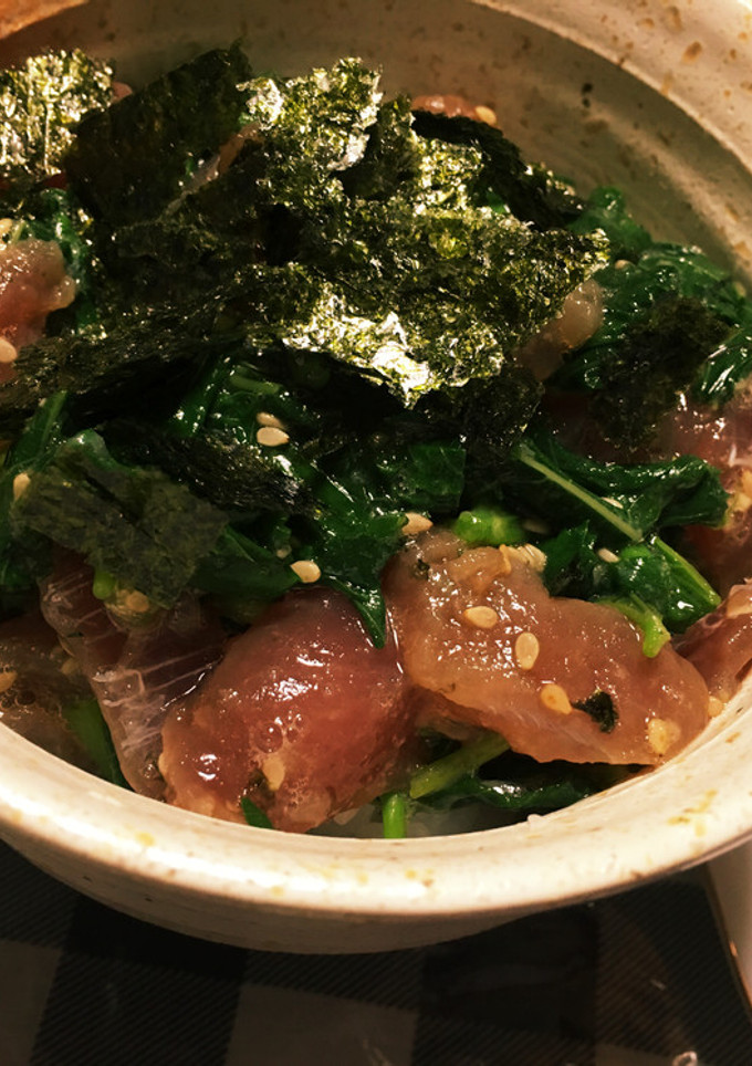 我が家のモロヘイヤとマグロの漬け丼-レシピのメイン写真