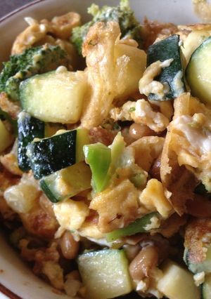 超簡単！納豆&夏野菜のたまご丼-レシピのメイン写真