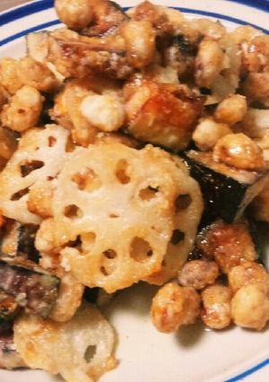 ウマい！根菜と大豆の甘辛揚げ煮-レシピのメイン写真