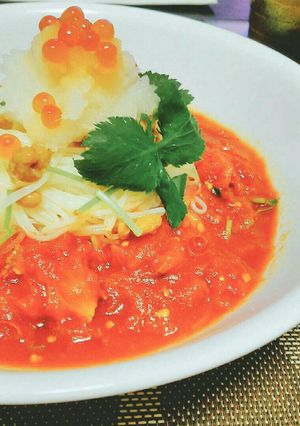 トマトと納豆の冷製素麺（うどん、パスタ）-レシピのメイン写真