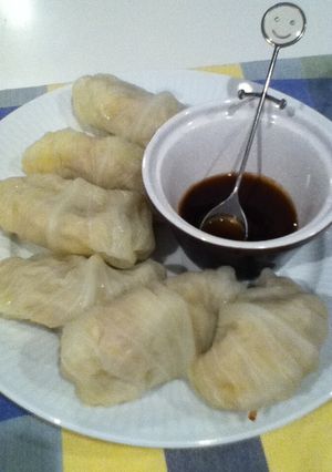 王将餃子で☆キャベツ巻き蒸し餃子-レシピのメイン写真