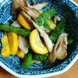 インゲン、ズッキーニ舞茸の塩にんにく炒め