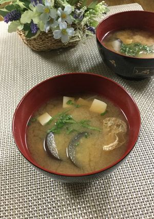 大葉入り♡なすとお豆腐のお味噌汁-レシピのメイン写真