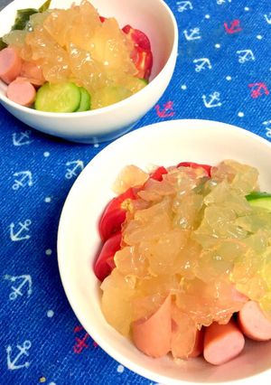 寒天で♪ひんやりヘルシーコンソメジュレ♪-レシピのメイン写真
