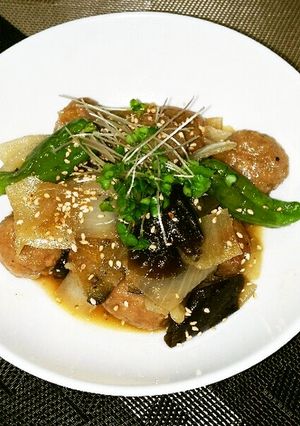 茄子とミートボールの甘酢炒め-レシピのメイン写真