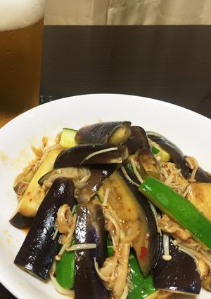 茄子と胡瓜とエノキのピリ辛オイスター炒め-レシピのメイン写真