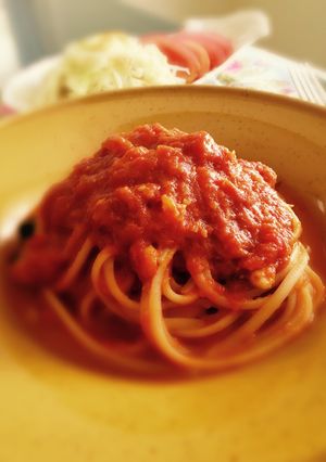いつもと違う！コクありトマトソースパスタ-レシピのメイン写真