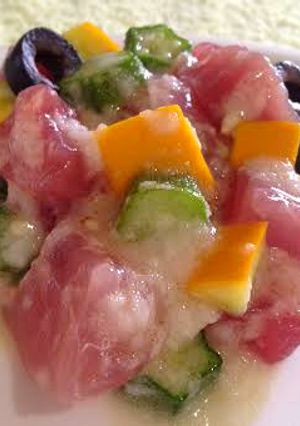 マグロとオクラの山かけズッキーニあえ-レシピのメイン写真