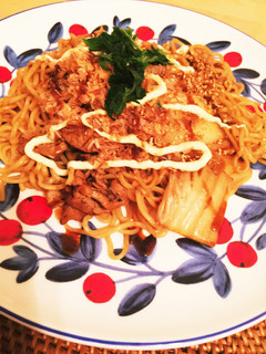 簡単♡お好み焼き風☆キムチ焼きそば-レシピのメイン写真