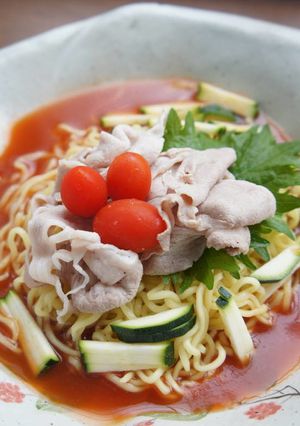 豚しゃぶサラダのトマト冷やしラーメン-レシピのメイン写真