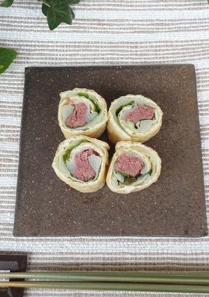 キャベツとコンビーフの薄揚げ巻き-レシピのメイン写真